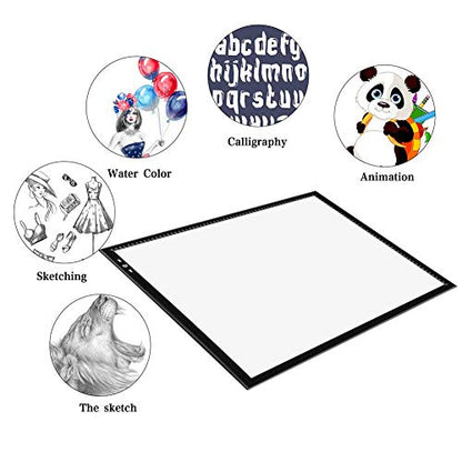 HSK A2 LED Artist tracing Light Box Copy Table, Adjustable High Brightness Light Pad for Tatto Drawing, Sketching, Animation,Diamond Painting Accessories - size: 16.5 x 23.4 inches