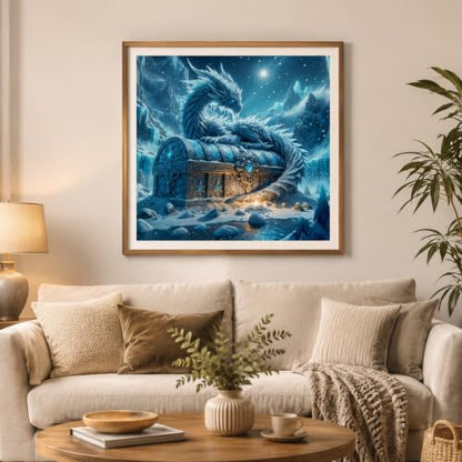PINFFSHU Dragon Diamond Art Kits for Adults - Fantasy Round Full Drill - color: Ice Dragon