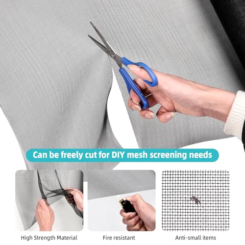 Fiberglass Window Screen Mesh Roll - 36"x100', Easy-to-Cut Screen Door Mesh for Windows, Pool, Porch Durable Mesh Replacement Option - size: 36” x 100’