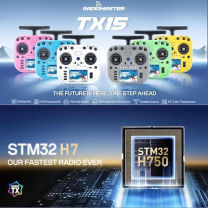 Radiomaster TX15 Radio Controller 2.4GHz 16 Channel EdgeTX Radio Transmitter, with V5.0 Hall Gimbals/3.5" IPS Touchscreen, Fits FPV Drones/Multirotors/RC Helicopter/Car Boats, Mode 2 (Blue) - color: Blue