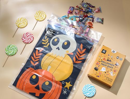 6 X-Large Halloween Plastic Storage Bags, 7 Gallons, Zero BPA, Double Layer Carry Handle, 18"x24"x7" - size: 7 GALLONS HALLOWEEN PRINT
