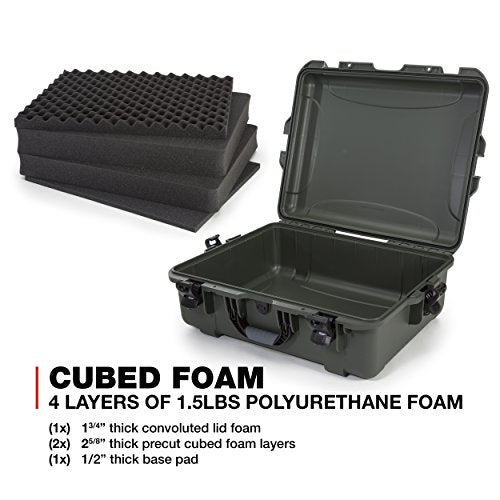NANUK 945 Waterproof Hard Case with Foam Insert - Olive - color: Olive, style: Cubed Foam