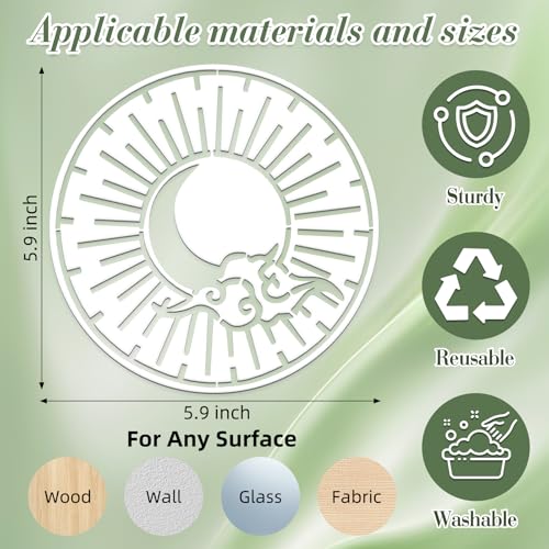 Moon Stencils for Crafts Reusable 12Pcs Stencils(5.9X5.9 Inch) - color: Moon