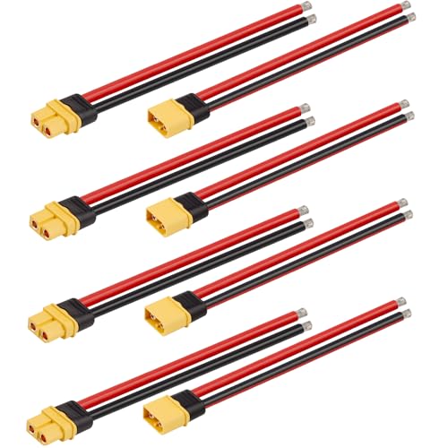 MOOKEERF 4 Pairs XT60 Plug Female and Male Connector with 150mm 10AWG Wire for RC Lipo Battery FPV Racing Drone - color: 10AWG, size: 150MM