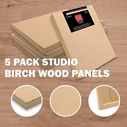Cupohus 9'' x 12'' 5 Packs Unfinished Wood Canvas Panels for Painting - size: 9" x 12"