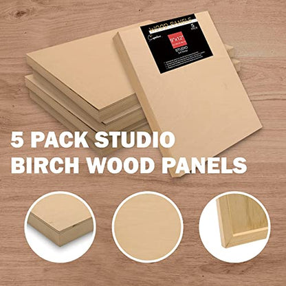 Cupohus 9'' x 12'' 5 Packs Unfinished Wood Canvas Panels for Painting - size: 9" x 12"