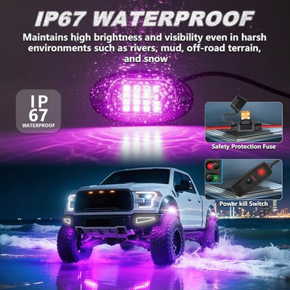 12Pods RGB LED Rock Lights Multicolor Underglow Accent Light Kit 12V - size: 12Pods