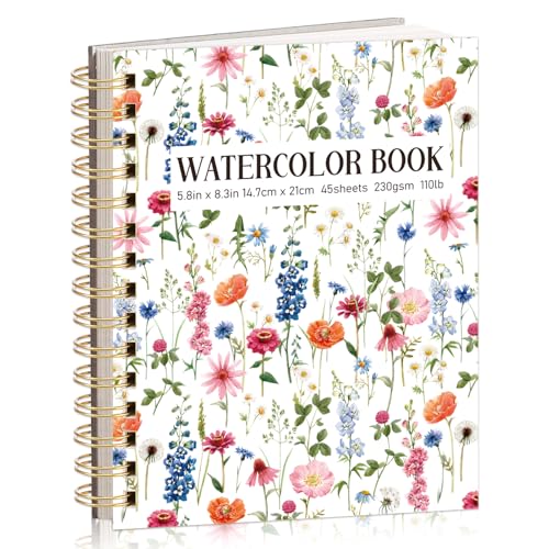 A5 Watercolor Paper Pad, 45 Sheets, 230gsm Cold Press 5.8"X8.3"