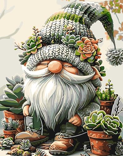 BYGFHLYW Easy Gnome Paint by Numbers Kit for Adults Beginner 16x20 in - color: PB13-1