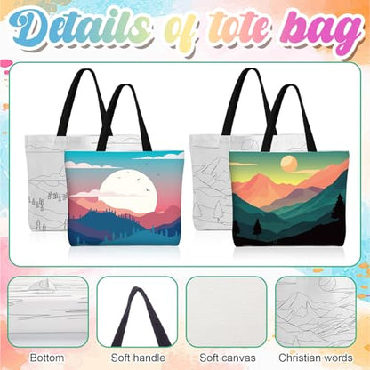Locmeo 10 Set Paint and Sip Canvas Bags Pre Drawn Kit,Scenery - style: Scenery