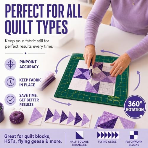 The Quilted Bear 7" x 7" Rotating Self-Healing Cutting Mat, Green - color: Green, size: 7"L x 7"W