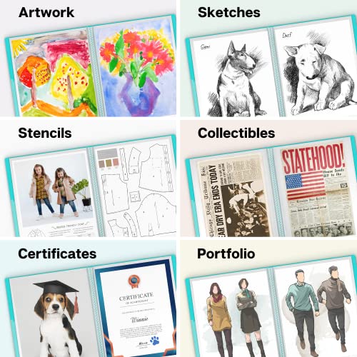Dunwell 11x14 Art Portfolio Binder, 24 Pockets, Acid-Free, Aqua - color: Aqua, size: 11x14", style: 11x14" Vertical