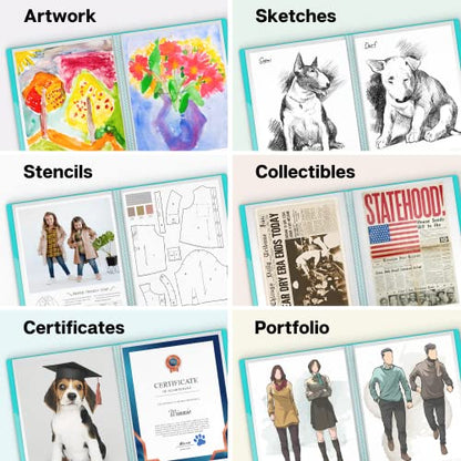 Dunwell 11x14 Art Portfolio Binder, 24 Pockets, Acid-Free, Aqua - color: Aqua, size: 11x14", style: 11x14" Vertical