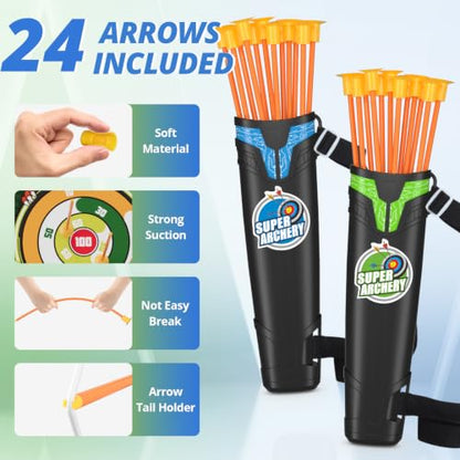 HYES 2 Pack Kids Bow and Arrow, LED Archery Set with Dinosaur Target - size: 2 pack-standing target