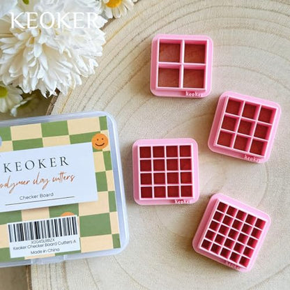 Keoker Square Polymer Clay Cutters, Checker Board Maker for Making Earrings Jewerl, Square Grid Tool (A)