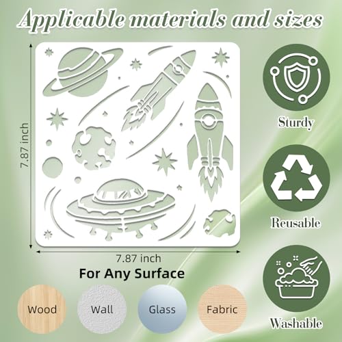 Space Astronaut Stencils for Crafts Reusable 15Pcs Stencils(7.87X7.87 Inch) - color: Astronaut