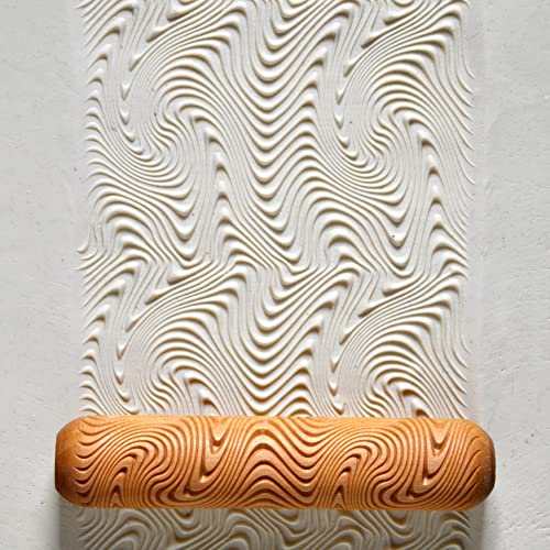 MKM Pottery Tools Wood Big Hand Rollers for Clay (BHR-79 Psychedelic Wave) - color: BHR-79 Psychedelic Wave