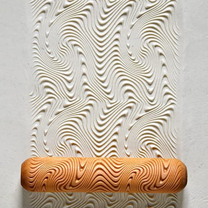 MKM Pottery Tools Wood Big Hand Rollers for Clay (BHR-79 Psychedelic Wave) - color: BHR-79 Psychedelic Wave