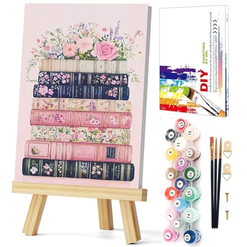 Gemozaic Book Framed Paint by Numbers Kit for Adults with Easel, 8x12 in - color: BKH2382