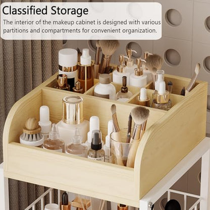 Makeup Organizer Cart with Drawers Rolling Makeup Cart for Bedroom - color: White