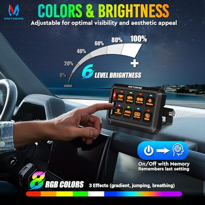 MICTUNING P1Y RGB 8 Gang Dual-Control Switch Panel with RF Remote - size: RGB 8 Gang(Remote Control)