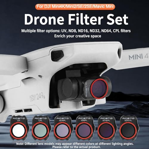 ND Filter Set for DJI Mini 4K /Mini 2/ SE/ 2 SE/Mavic Mini Drone Camera Lens Accessories, 6 Pack (CPL, UV, ND4, ND8, ND16, ND32) with Cleaning Cloth