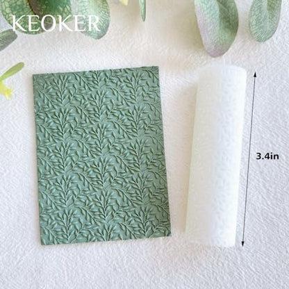KEOKER Polymer Clay Texture Roller - Great for Making Earrings, Like Texture Sheets, Works with Clay Cutters (Olive Leaves) - color: olive leaves