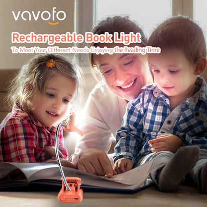 VAVOFO Rechargeable Reading Light, Clip on Book Light for Reading in Bed - color: Orange