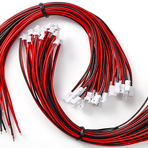 Chanzon 30 Pairs Jst1.25 mm 2 Pin Micro Plug Connector UL1007 200mm Wires - size: 20cm