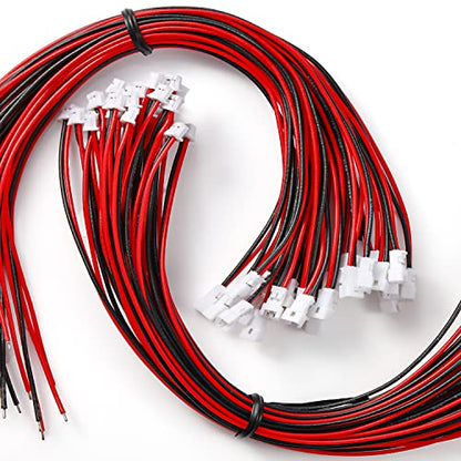 Chanzon 30 Pairs Jst1.25 mm 2 Pin Micro Plug Connector UL1007 200mm Wires - size: 20cm