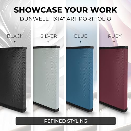 Dunwell 11x14 Art Portfolio Binder, 24-Sleeve, Mounting Paper, Ruby - color: Ruby, size: 11x14" w/ BLK Paper