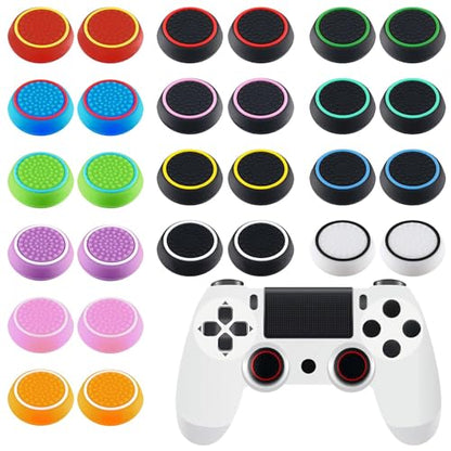 28 Pcs Controller Thumb Grips Set, Joystick Caps, Thumb Grip Cover Joystick Button Caps Controller Assist Silicone Accessories Replacement Parts