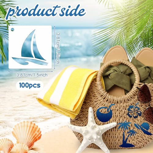 Fainne 100 Pcs 1.5 Inch Hawaii Theme Small Stencils for Crafts - style: Hawaii
