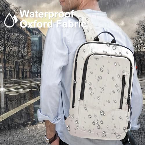 hk Backpack for Men Business Slim Laptop Bag - color: White, size: 17.3 Inch