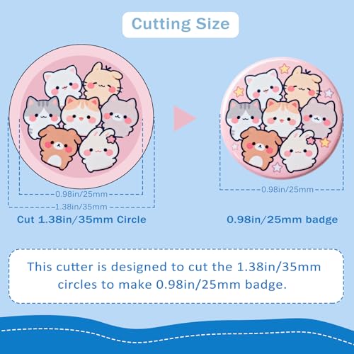 Taddien Round Badge Maker, 35mm (1.38in) Cut Size Round Die Cutter - color: 35mm (1.38in) Cut Size