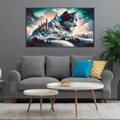 5D Diamond Art Kits for Adults Large Size Diamond Painting Kit 27.6x15.8in - color: Wolf-Round Drill, size: 27.6x15.7in(70x40cm)