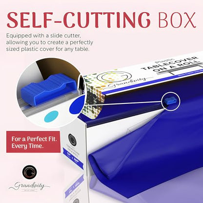 Grandipity Plastic Table Cloth Roll - 54in x 300 Ft. Table Cover Blue - color: Blue, size: 3600" x 54" (Rectangular)