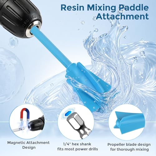 Suzzam 4pcs Silicone Resin Mixer Paddles & Spatula Set, 1/4" Hex Shank
