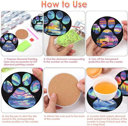 ijbnhd 8 Pcs Aurora Diamond Art Coasters Kits with Holder 4X4 Inch - color: Aurora-1