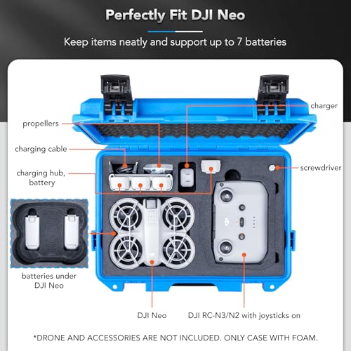 Lykus Titan N110 Waterproof Hard Case for DJI Neo 1 and DJI RC2/RC-N3 - color: Blue