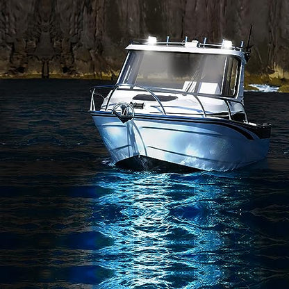 Nilight Marine LED Light Pods 2PCS 4 Inch White for Boat Deck Truck Tractor - color: 2Pcs White Shell with White Light