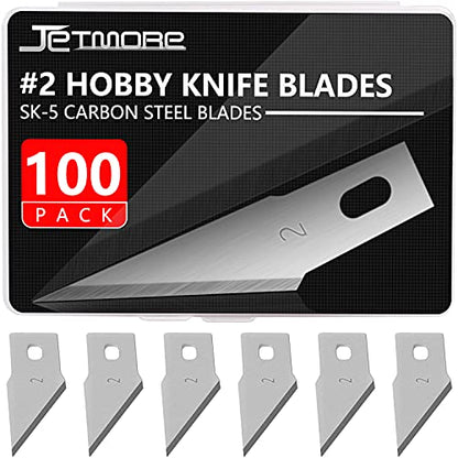 JETMORE 100 Pack Exacto Knife Blades #2, Craft Knife Blades for Art - size: #2