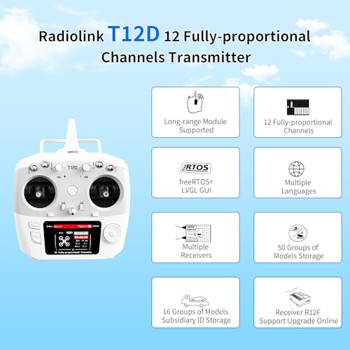 Radiolink T12D 12CH Transmitter R12F Receiver, 4km for Drone/Airplane/Car