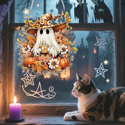 AIBOERL Diamond Art Kits for Adults, Halloween Acrylic Hanging Suncatcher - color: DP04033
