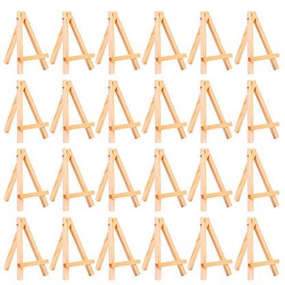 EBOOT 24 Pack 5 Inch Mini Wood Easel, Small Tabletop Stand for Canvas Card - size: 5 Inch