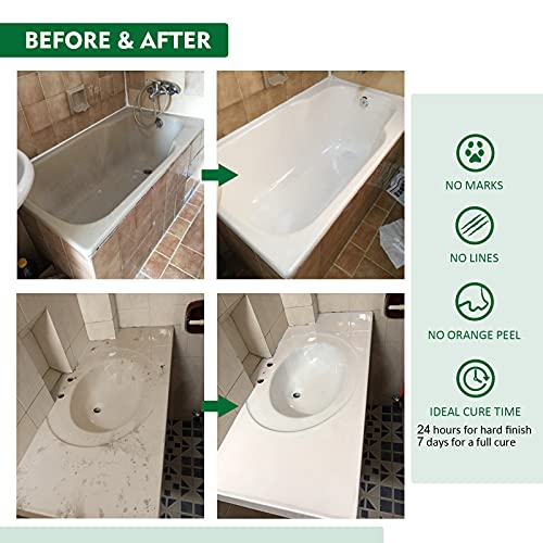 NADAMOO Tub and Tile Refinishing Kit White, Without Tools, 500g/17 oz Emulsion and 10g Hardener - style: 17.5 oz, without tools