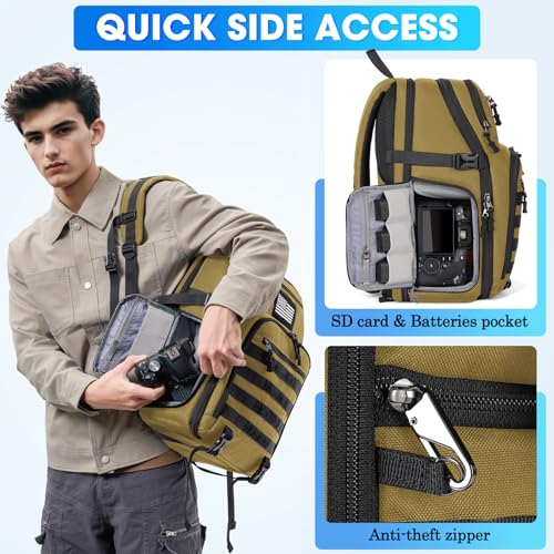 SDYSM Waterproof Camera Backpack 15.6 Inch,Camera Bags for Photographers - color: Brown