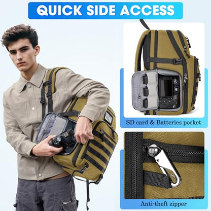 SDYSM Waterproof Camera Backpack 15.6 Inch,Camera Bags for Photographers - color: Brown
