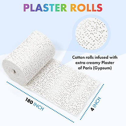 Noe & Malu 4-Inch x 15-Foot Fast-Setting Plaster of Paris Rolls, 12-Pack