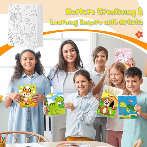 Ctosree 12 Pcs Pre Drawn Canvas for Painting for Kids, 5x7'', Animals - style: Animal
